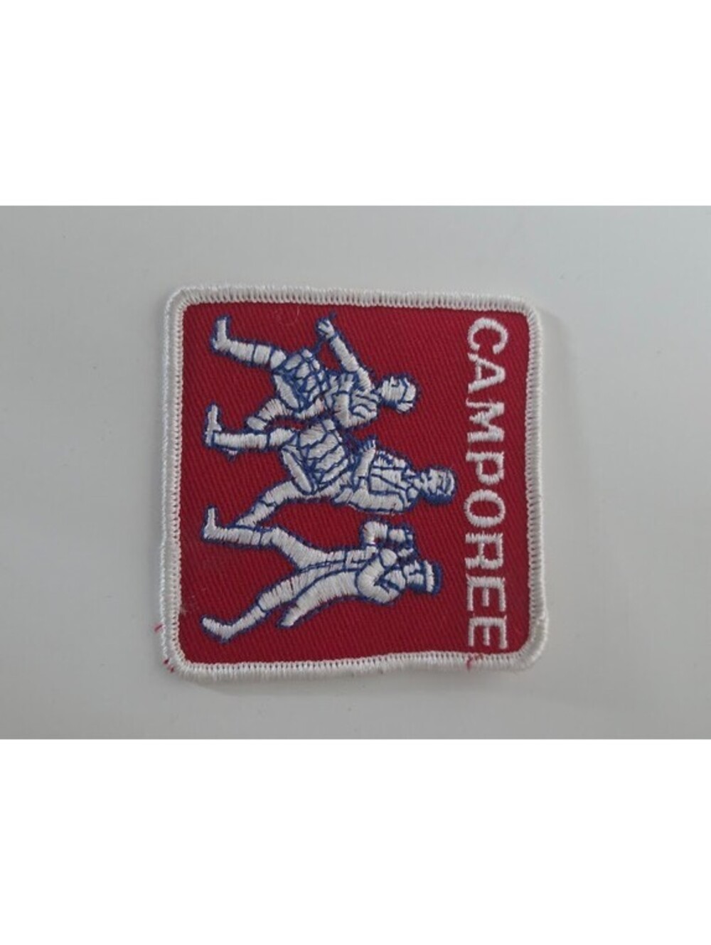 Vintage Boy Scouts Camporee Patch Red White Blue Embroidered Drummer Trio